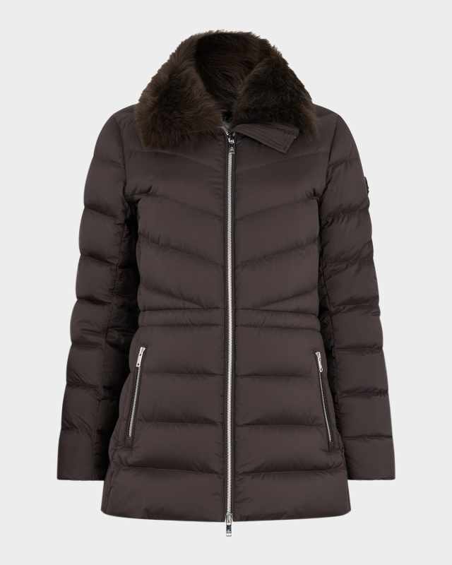 Belle Dune Down Puffer Jacket with Removable Shearling Collar